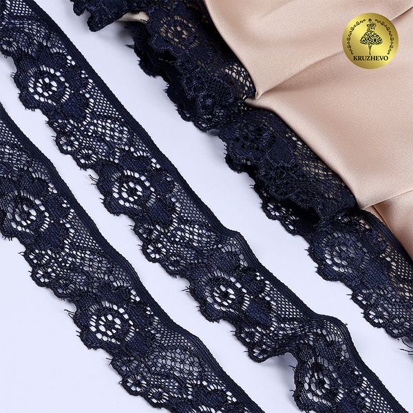 Кружево эластичное (стрейч) 30 мм, L839, цв.S058 синий сапфир уп.50м, Kruzhevo