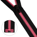 Молния трактор Arta Т6 (6 мм) 1 зам., разъем., 70 см, Neon, цв. 077 черный / 081 яр.розовый, уп.5 шт