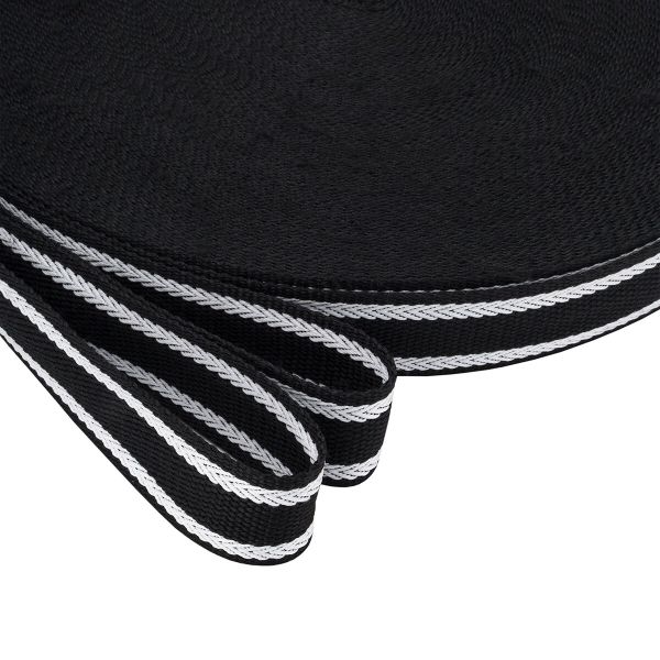 Стропа (ременная лента) 30 мм / 50 метров, с принтом 2-сторонняя, 1233 черный/белый, 3Al361