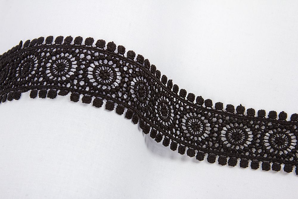 Кружево гипюр (плетёное) 40 мм / 10 м, черный, Gamma GGM-4003