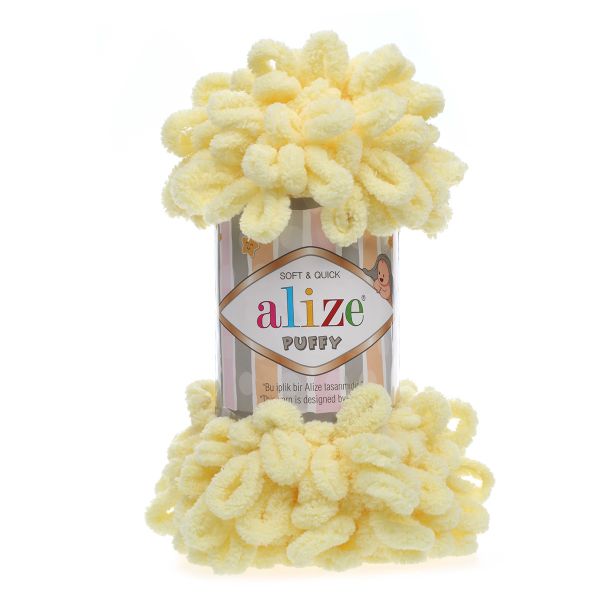 Пряжа Alize (Ализе) Puffy / уп.5 мот. по 100 г, 9м, 013 желтый A