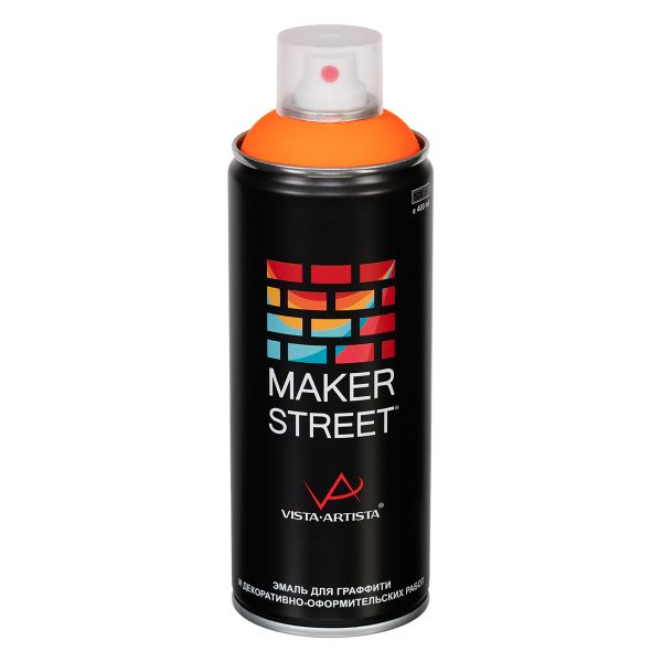 Эмаль для граффити флуоресцентная 400 мл, 04Ф Флуоресцентный оранжевый, Makerstreet, MS400