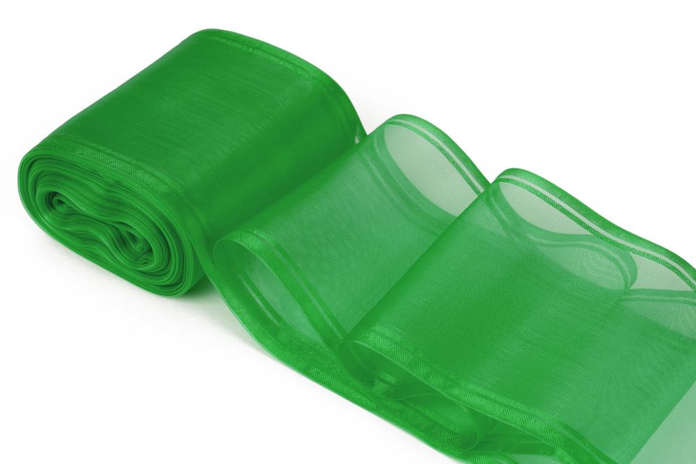 Лента капроновая (органза) для бантов 98-117.0 мм / 25±1 метров, зеленый, Gamma C 3504