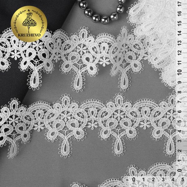 Кружево гипюр (плетёное) 65 мм / 13.71 метров, TBY.16GB2006, цв.1 белый