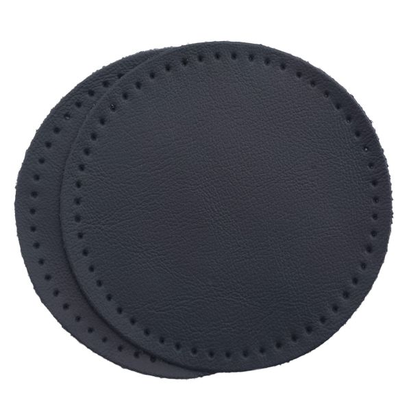 Заплатки пришивные из кожи, круг ⌀8см с перфорацией, 2 шт, 100% кожа, 05 темно-синий, 9121