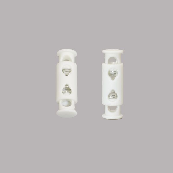 Фиксатор (зажим) для шнура пластик 2 отв., ⌀3.5 мм, 8.2х26 мм, белый матовый, 50 шт