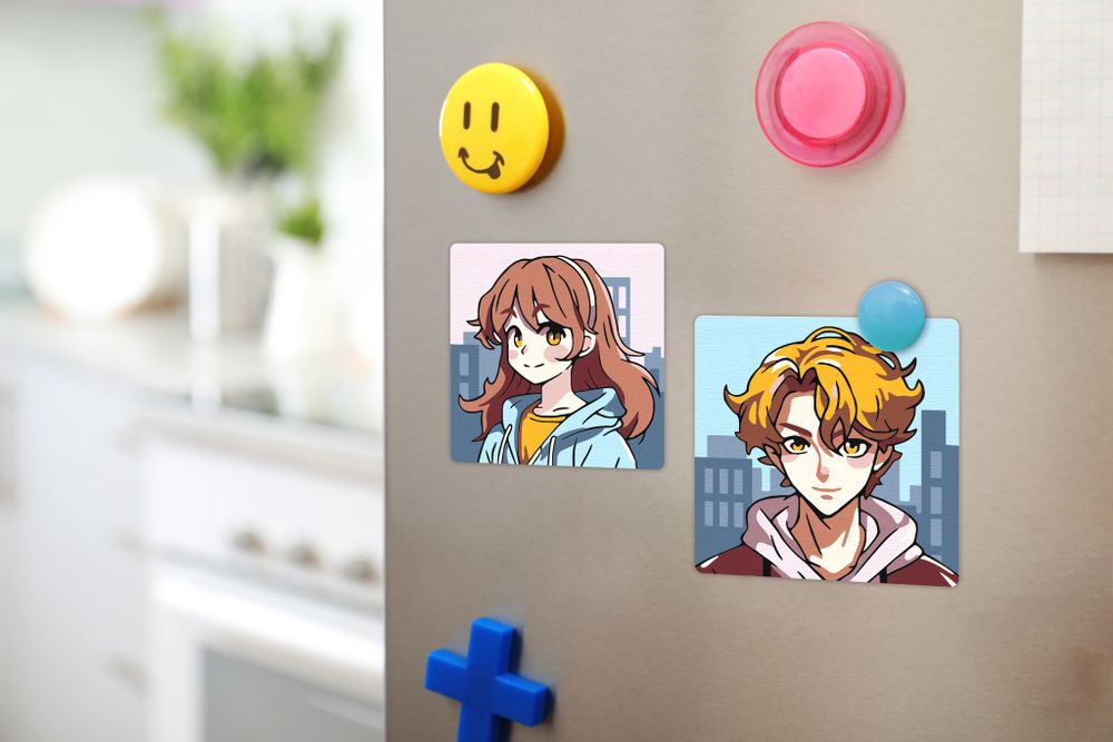 Картина по номерам Фрея PNBM-023, Анимешная парочка, (на магните) 9х9 см