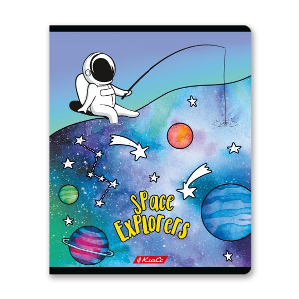 Тетрадь ученическая общая, A5+ 48 л. на скобе 65 г/м², белизна 100%, 10 шт, линия в термоусадочной пленке, 000321 Космос, Светоч 48ТСК5_1_3_2