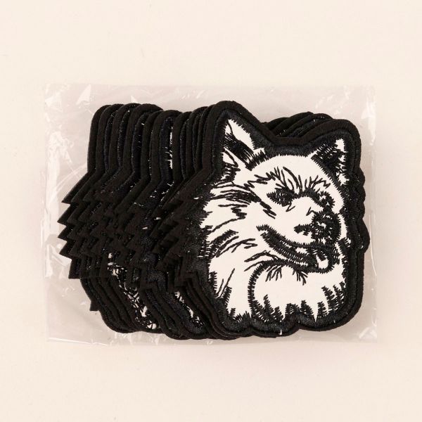 Термоаппликация волк 7х6см, черно-белый, 10 шт