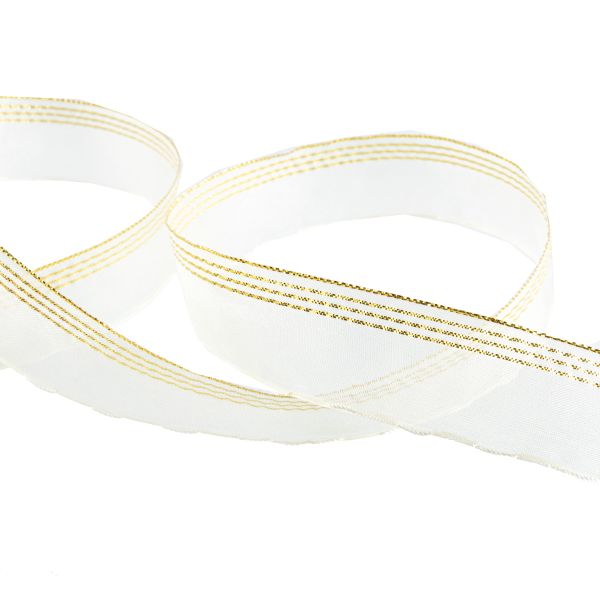 Лента капроновая (органза) 25.0 мм / 25 метров, 003 бл. кремовый/золото, Blitz ORT-25