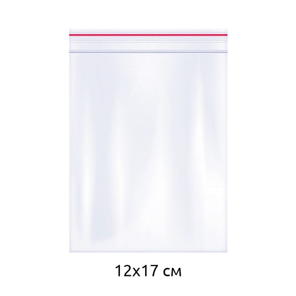 Пакет упаковочный полиэтиленовый с замком zip lock (зип лок) 65 мкм 12х17см, 100 шт