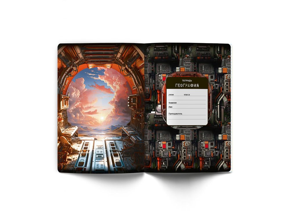 Тетрадь со справочным материалом Эволюция, глянцевая ламинация, A5+ 48 л. на скобе 65 г/м², белизна 100%, 10 шт, клетка, 00878 География, Светоч 48Т5