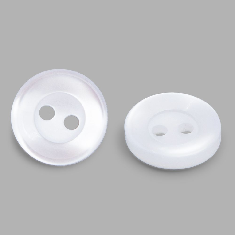Пуговица 18L (11мм) 2 прокола, пластик (белый), БС1743, 12 шт