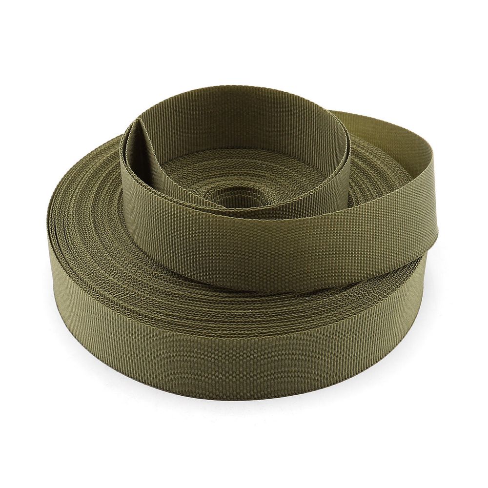 Стропа (ременная лента) 25 мм / 25 метров, толщ. 0.5 мм, [7.2 г/пог.м], 100% нейлон, хаки
