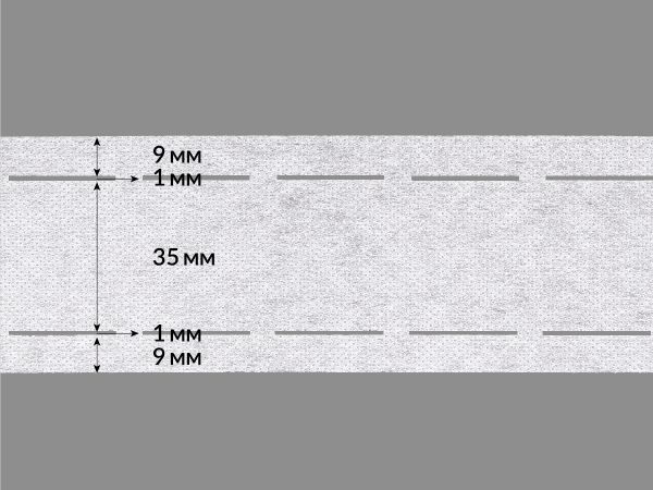Лента корсажная клеевая перфорированная 55.0 мм / 200 метров, 60 г/м², цв. белый, 20160 9/1/35/1/9, БрючникоФФ