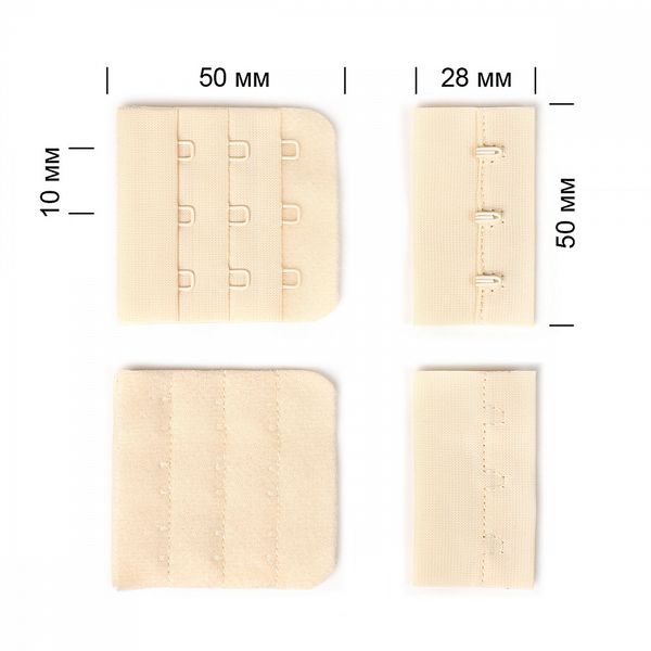 Застежки для бюстгальтера текстильные 3х3, 5 см, арт.57 бежевый песочный S180 уп.100 шт