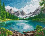 Алмазная (кристальная) мозаика Фрея ALPD-240, на подрамнике Озеро в горах, 50х40 см