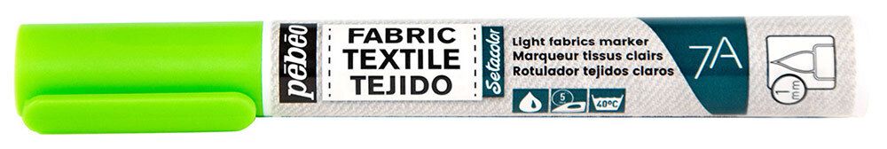Маркер для светлых тканей 7A Light fabric 1 мм, перо круглое, 6 шт, 803476 Флуоресцентный зеленый, Pebeo