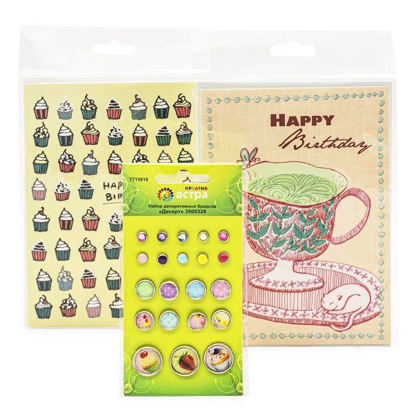 Набор открыток и декоративных брадсов 