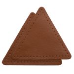 Заплатки пришивные из кожи, треугольник равносторонний 8см с перфорацией, 2 шт, 100% кожа, 02 светло-коричневый, 9126