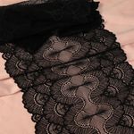 Кружево бельевое эластичное 195 мм / 10 м, цв.02 черный, Kruzhevo