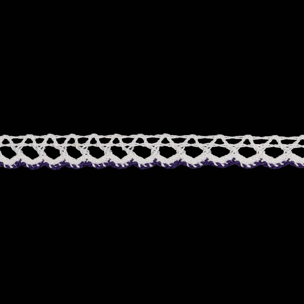 Кружево вязаное (тесьма) 10.0 мм, 6 белый/фиолетовый, 13.72 м