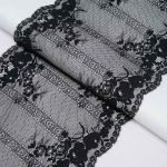 Кружево бельевое эластичное 220 мм / 2.5 метра, цвет черный