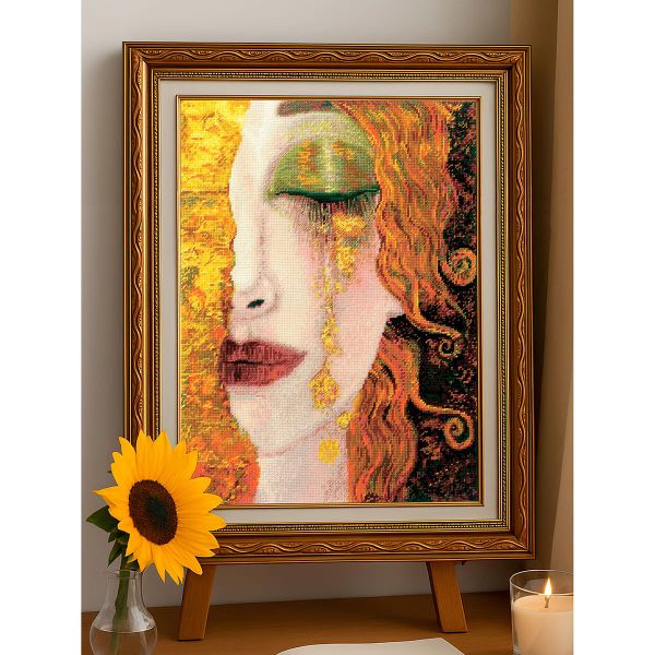 Набор для вышивания нитками Риолис, Золотые слезы по мотивам картины Анн-Мари Зильберман 30х40см