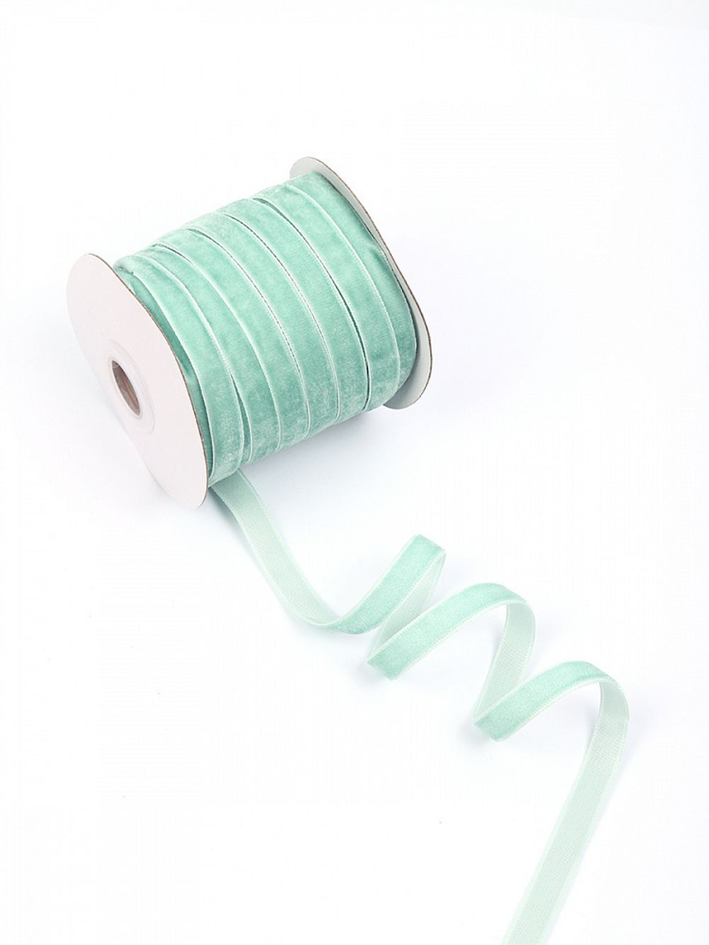 Лента бархатная (тесьма) 10.0 мм / 22.86±1 метров, арт.10VR16 нейлон цв.мятный