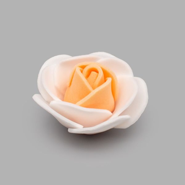 Цветочек Розочка из фоамирана 3 8мм, упак(8 шт), цв. белый/оранжевый, 25153