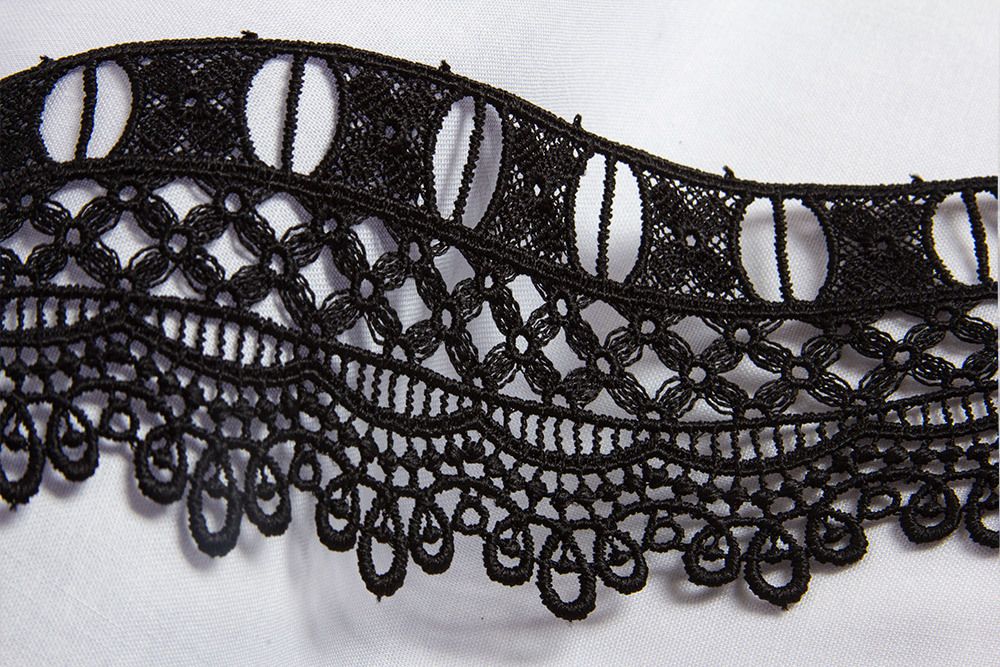 Кружево гипюр (плетёное) 62 мм / 10 м, черный, Gamma GGM-6201