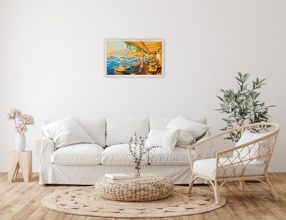 Алмазная (кристальная) мозаика Фрея, Кафе у причала, 50х30 см