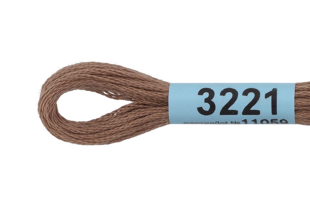 Мулине Gamma 100% хлопок, цв.3221 т.т.бежевый, 24 мотка по 8 метров