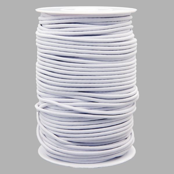 Резинка шляпная (шнур эластичный) ⌀4.0 мм / 100 метров, 01 белый