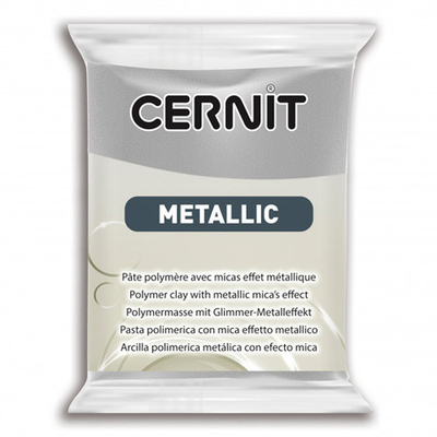 Полимерная глина Cernit Metallic запекаемая, имитация металла 56 гр, 080 серебро