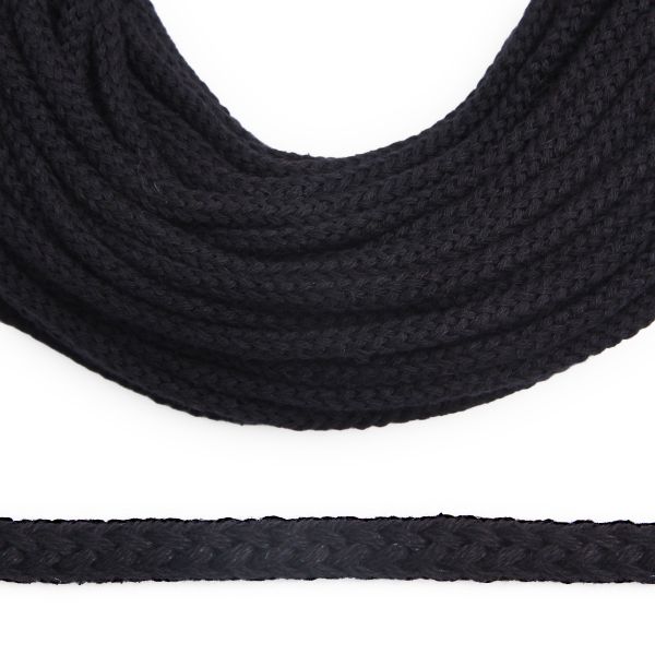 Шнур круглый х/б ⌀5.0 мм / 100 метров, черный