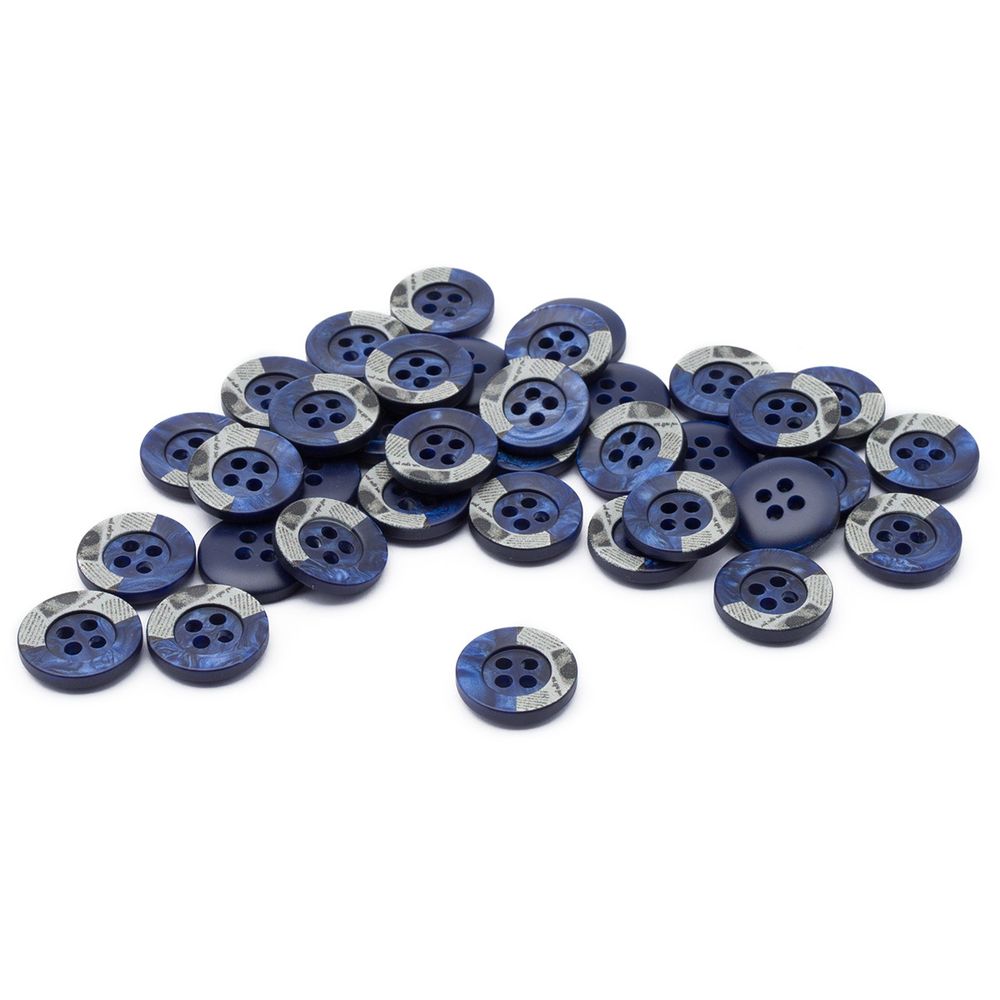 Пуговицы 4 прокола 24L=15 мм, пластик, col.E синий, 36 шт, CN2818