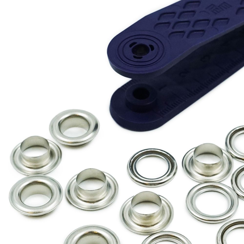 Люверсы металл ⌀_8.0 мм (внутр.) с инструментом для установки, серебро, Prym, 24 шт