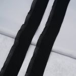 Кружево плиссированное 50 мм, / 45.72 метра, складка плиссе, двухслойное, цвет черный