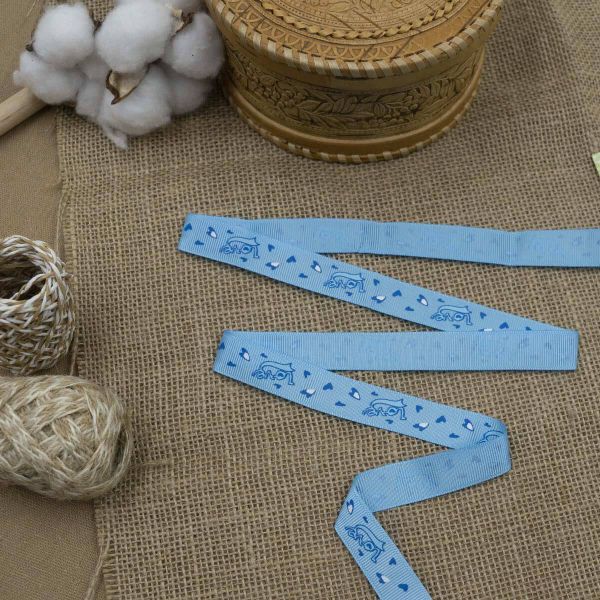 Лента репсовая (в рубчик) 15.0 мм, 3м, Love, голубой