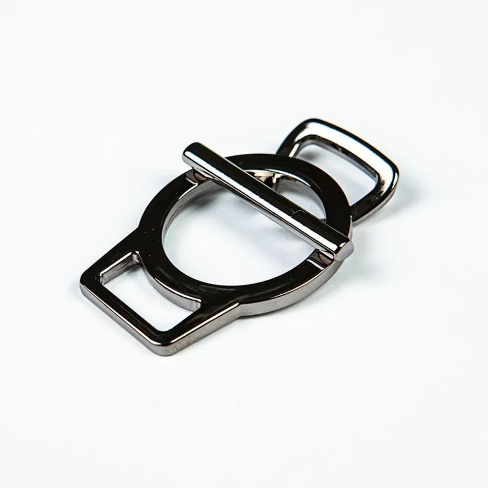 Пряжка-застежка 14 мм чер.никель мет. с кольцом, 10 шт