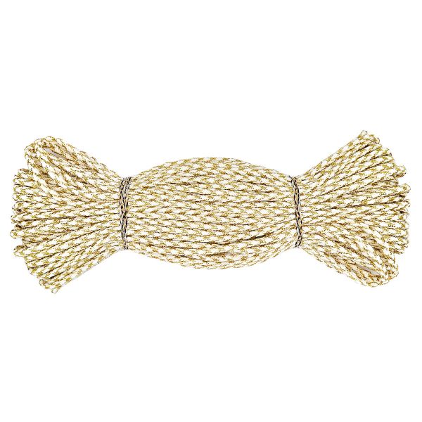 Шнур отделочный плетеный ⌀4.0 мм / 30 метров, белый/золото, С953Г7