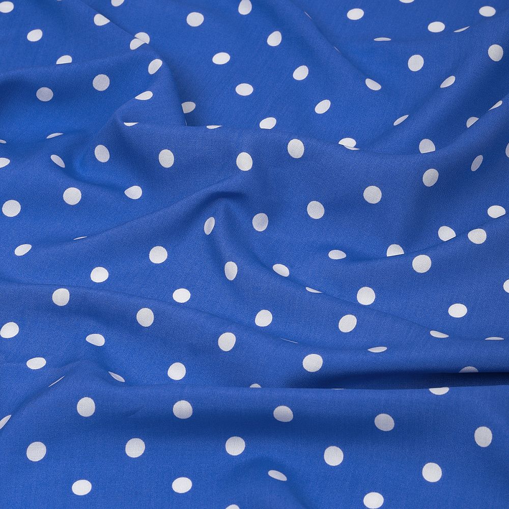 Штапель в горошек 90 г/м², 145 см / 2 метра, TBY.Vidt.03 цв.голубой