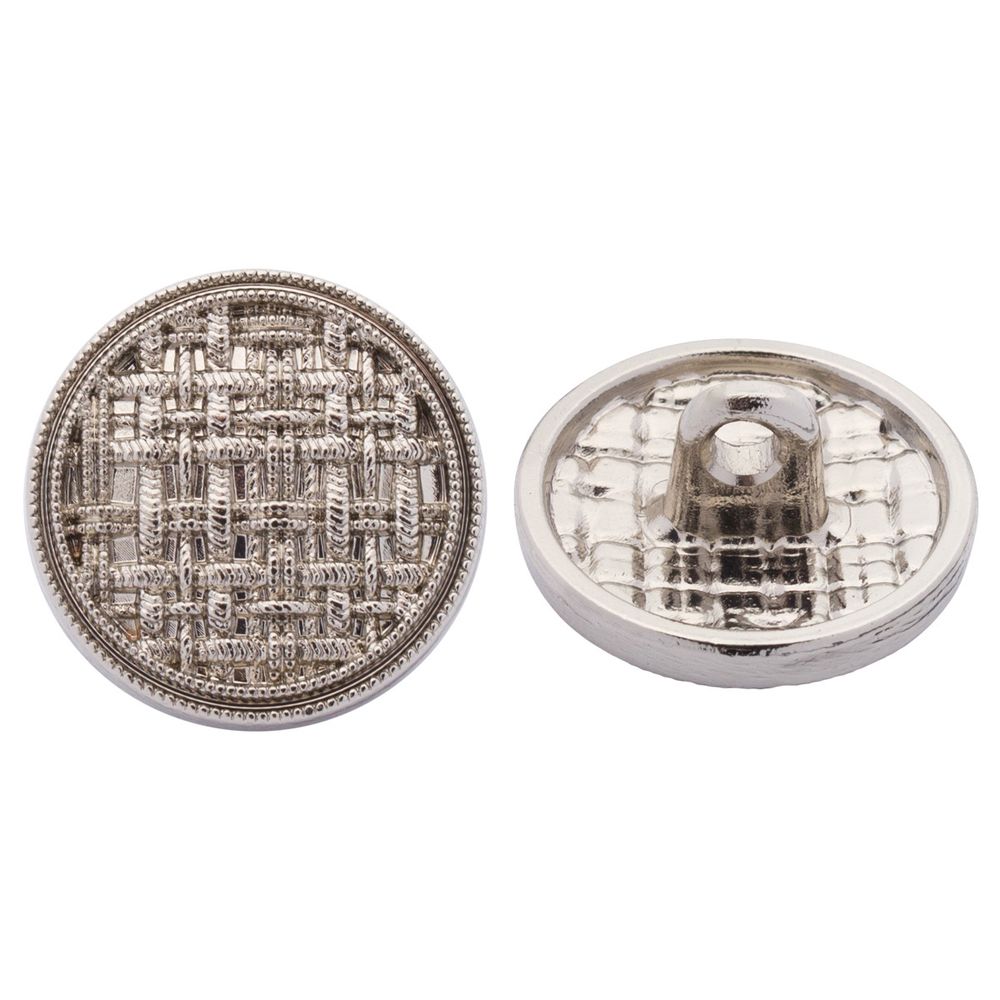 Пуговицы на ножке 24L=15 мм, металл, Silver (серебристый), 10 шт, MP06