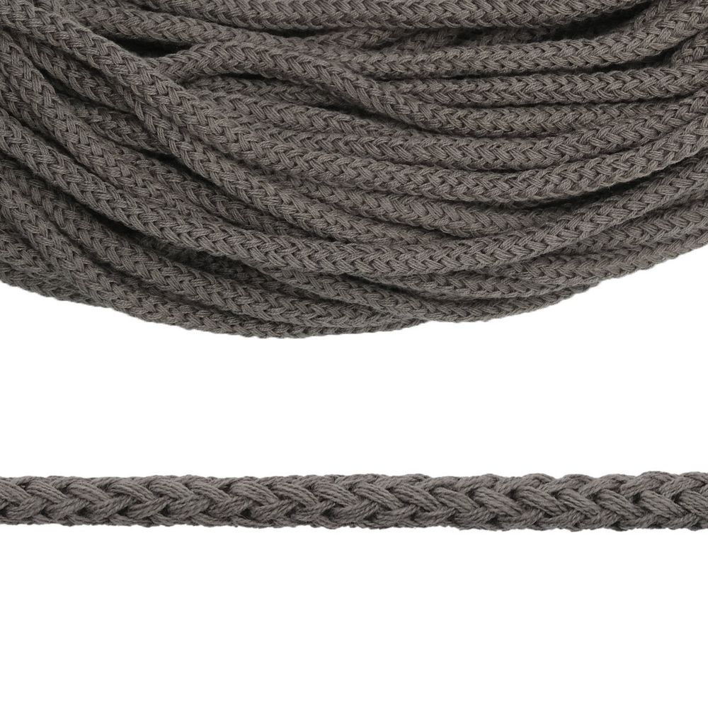 Шнур круглый х/б ⌀5.0 мм / 100 метров, цв.т.серый
