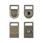 Застежка декоративная с кнопкой 10.5 мм латунь/цв. белый отстрочка мет, 4 шт