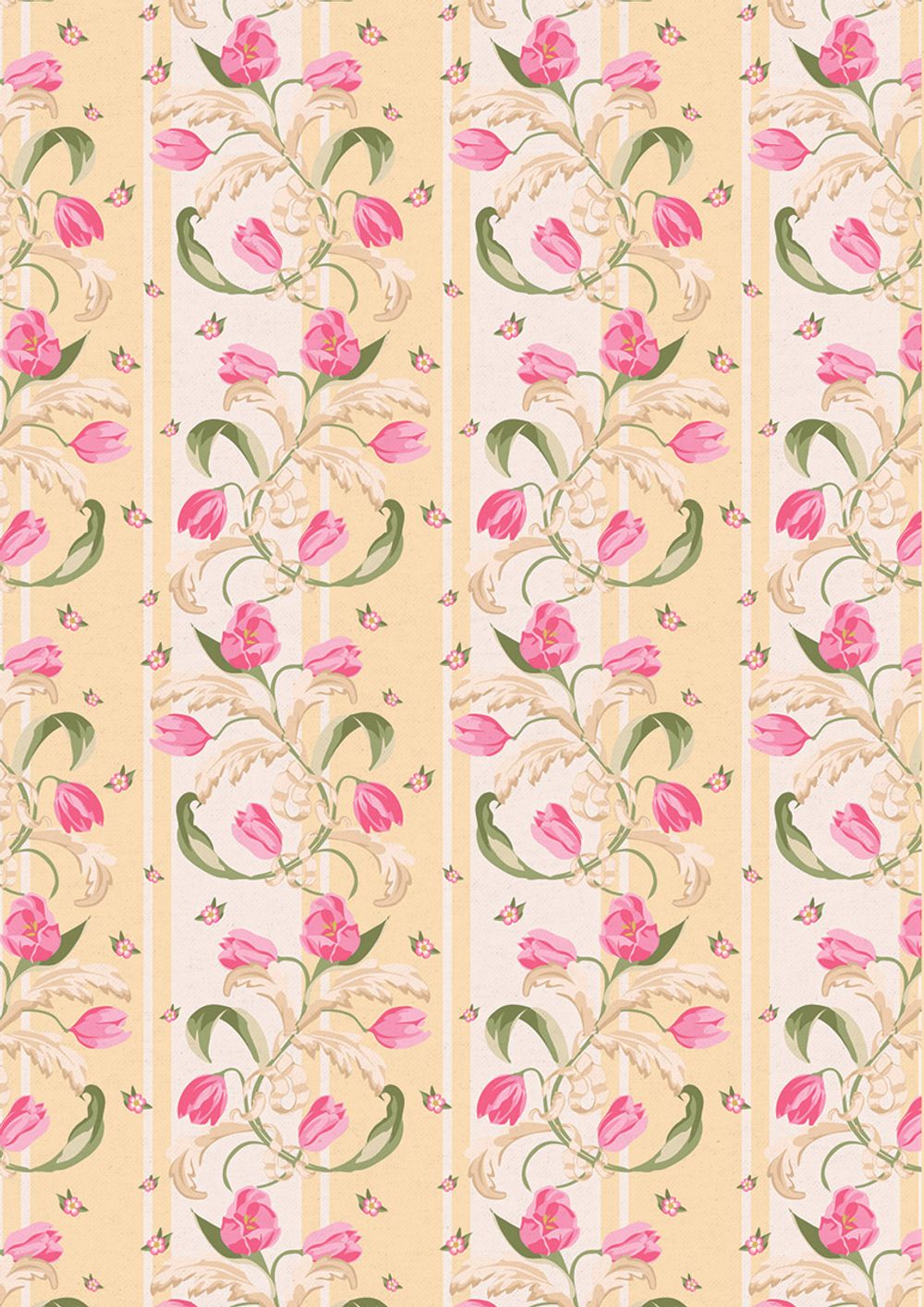 Ткань для пэчворка Peppy Весенний этюд, рулон 112 см / 5 метров, ВЭ-04 Панель желтый, Peppy