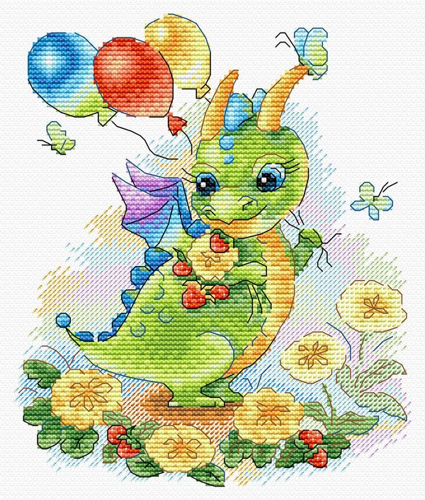 Набор для вышивания нитками МП Студия (Жар-птица), На цветущем лугу, 18х15 см