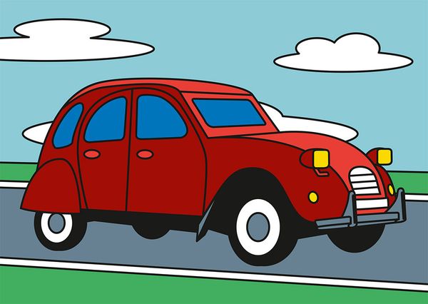 Набор для раскрашивания цветным песком 16.5х23 см, №24 Машина, Hobbius SPT-01