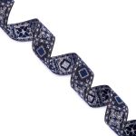 Лента (тесьма) жаккардовая 25.0 мм / 10±0.5 метров, черный/т.синий, Gamma TRJ-119(46)